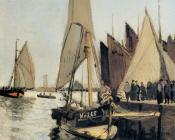 克劳德莫奈 - Sailing Boats at Honfleur